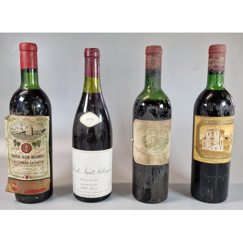 45 - Four bottles of vintage red wine, to include: Chateau Franc Bigaroux 1970, Chateau Dugru - Beaucaill... 