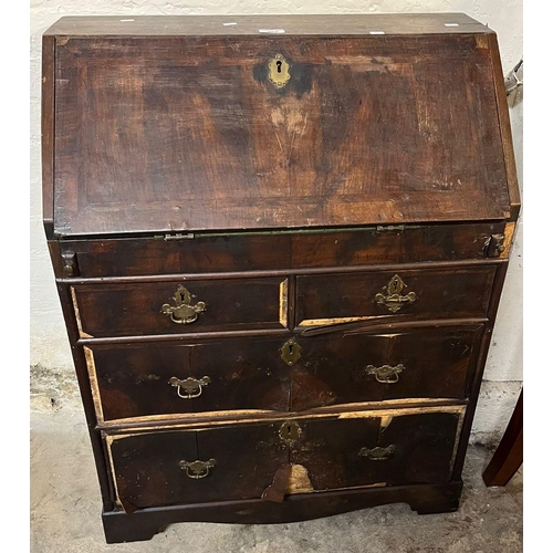 487 - Rare 18th century mahogany bureau of notably small proportions having fall front, stepped interior w... 