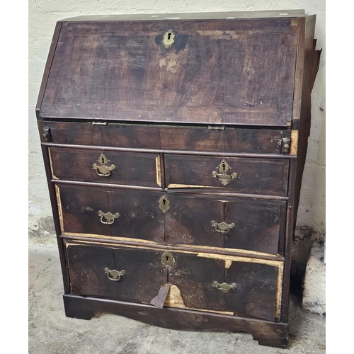 487 - Rare 18th century mahogany bureau of notably small proportions having fall front, stepped interior w... 