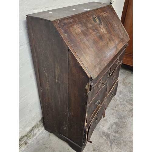 487 - Rare 18th century mahogany bureau of notably small proportions having fall front, stepped interior w... 