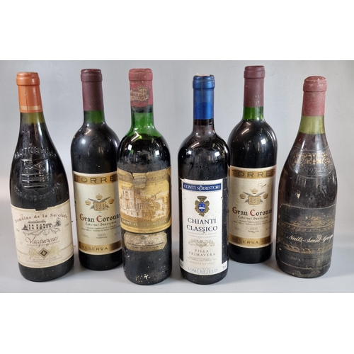 52 - Collection of red wine to include: two bottles of Torres Grancoronas, Domain De La Soleiade 1998, Ch... 