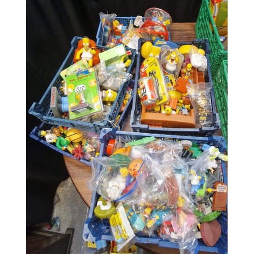 381 - Seven trays of assorted Simpsons figures, various characters, air fresheners, Duff Beer Can AM/FM Ra... 