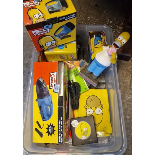 382 - Plastic box of The Simpsons Car Care items to include: car care kit, Hula Homer, wet and dry vacuum ... 