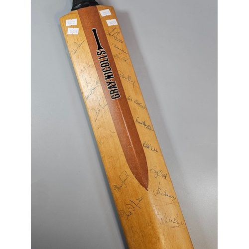 155 - Vintage Gray-Nicolls Tony Lewis Glamorgan Crusader cricket bat, signed by the Welsh FA 1972 and othe... 