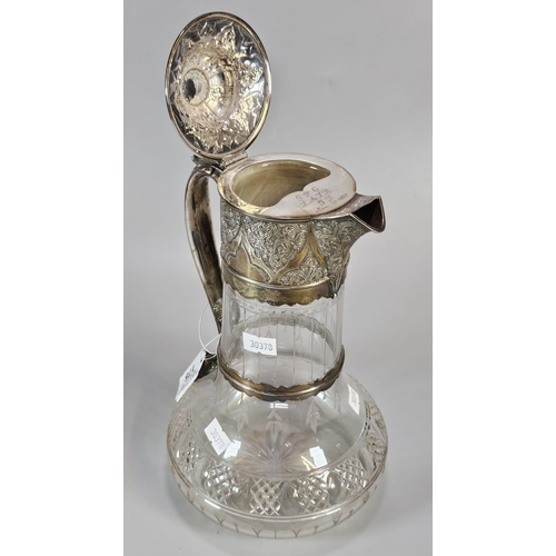 175 - Victorian silver single handled claret jug by Charles Edwards, London 1879. Together with a set of f... 