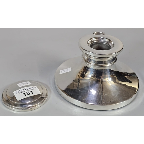 181 - George V silver Capstan desk inkwell by B&Co, Birmingham 1936. (B.P. 21% + VAT)