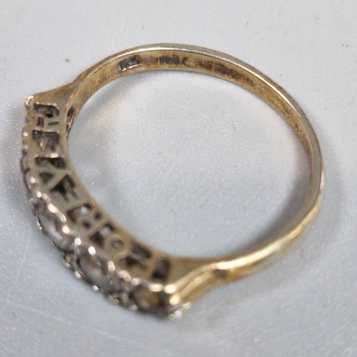 193 - 18ct Victorian gold pearl and diamond ring. 3.2g approx. Size O. Together with a silver five clear s... 