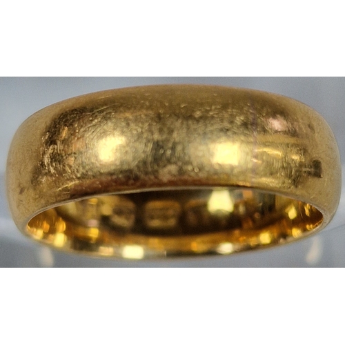 200 - 22ct gold wedding band. 6.6g approx. Size L. (B.P. 21% + VAT)