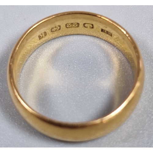 200 - 22ct gold wedding band. 6.6g approx. Size L. (B.P. 21% + VAT)