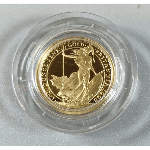 229 - Royal Mint 1996 Britannia gold proof Ten Pound Coin. 1/10 oz proof, in original box with COA. (B.P. ... 