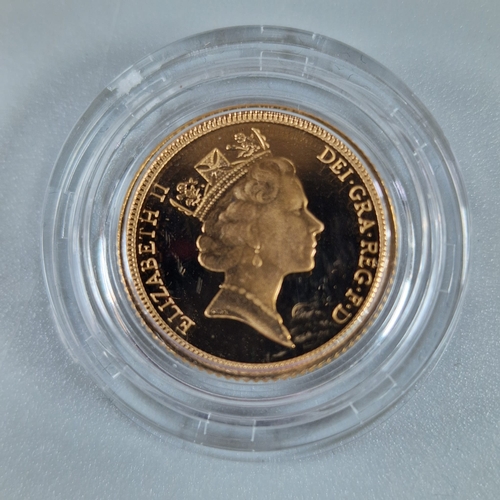 230 - Royal Mint 1996 gold proof half Sovereign, with COA in original box. (B.P. 21% + VAT)