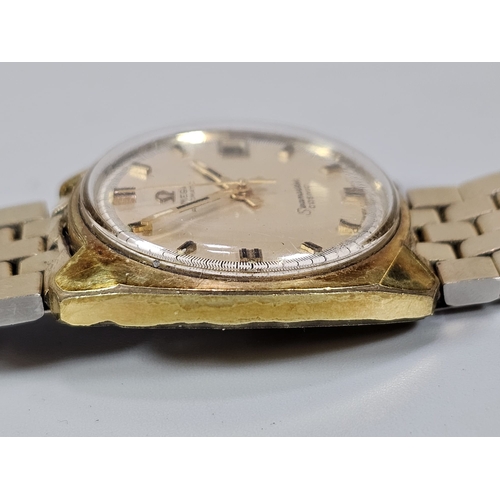 249 - Omega Seamaster Cosmic automatic gold plated gentleman's wristwatch, having satin face with centre s... 