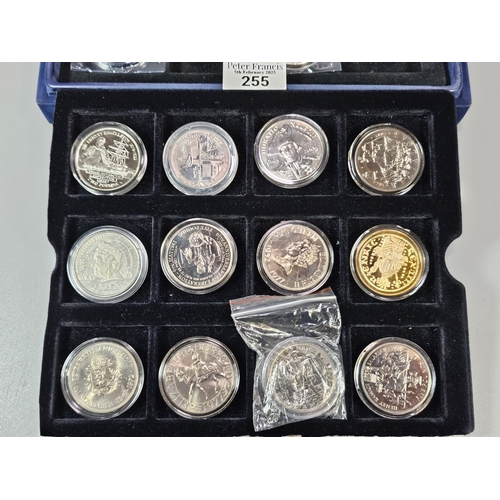 255 - Cased collection of Queen Elizabeth II silver £2 Britannia coins. (10). Together with various other ... 