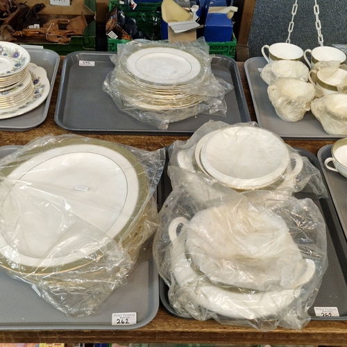 262 - Five trays of Royal Doulton 'Belvedere' bone china dinner and teaware, some appearing in original pa... 