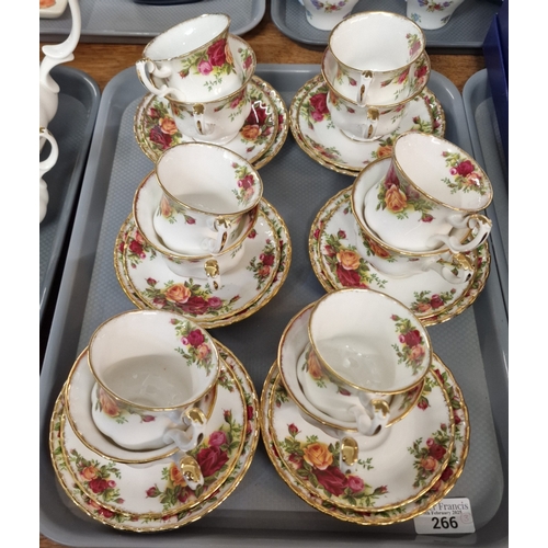 266 - Two trays of Royal Albert bone china fine bone china 'Old Country Roses' teaware to include: teapot ... 