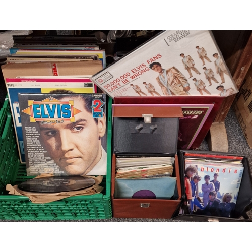 279 - Large collection of various LPs and RPM 45s to particularly include: Elvis Presley, Cliff Richard, B... 