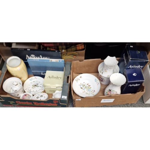 281 - Two boxes of Aynsley ceramic items to include: 'Howard Spray's Nature's Delights', 'Orchard Gold', i... 