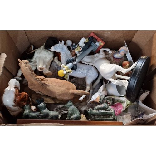 308 - Box of china to include: various animals, Hummel figurine, other figurines etc.  (B.P. 21% + VAT)