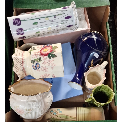 311 - Three boxes of assorted mainly china items to include: various tea ware, Royal Albert, Masons jug, W... 