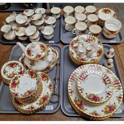 315 - Four trays of Royal Albert bone china 'Old Country Roses' design teaware. (4) (B.P. 21% + VAT)