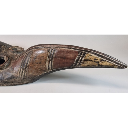 37 - African Dan Tribe carved hardwood Bird mask. Ivory Coast or Liberia. 45cm long approx. (B.P. 21% + V... 