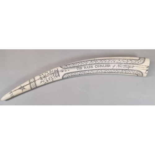 41 - Reproduction resin Scrimshaw, The Bark Cavalier of New Bedford.  (B.P. 21% + VAT)