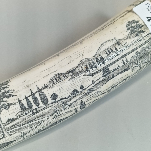 41 - Reproduction resin Scrimshaw, The Bark Cavalier of New Bedford.  (B.P. 21% + VAT)