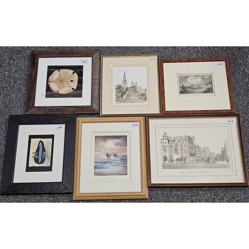 416 - Group of assorted small furnishing pictures, some of Welsh interest. Framed. (6) (B.P. 21% + VAT)