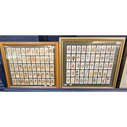 419 - A Framed set of fifty Allun and Ginter cigarette cards, celebrated Indian Chiefs, marked A Nostalgic... 