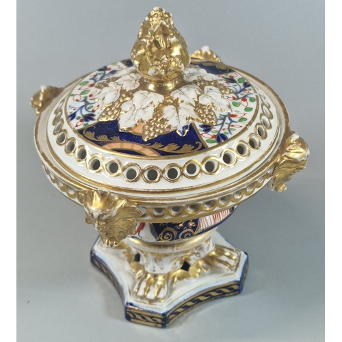 5 - 19th century Derby porcelain potpourri vase and cover in over gilded stylised foliate design with ma... 