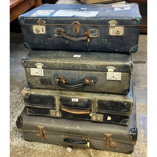 596 - Collection of vintage luggage/cases, mostly bearing labels for Anchor Line Karachi to Liverpool. (8)... 