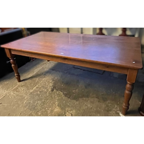 597 - Victorian style pine kitchen table, on baluster turned tapering legs. 210x105x77cm approx.  (B.P. 21... 