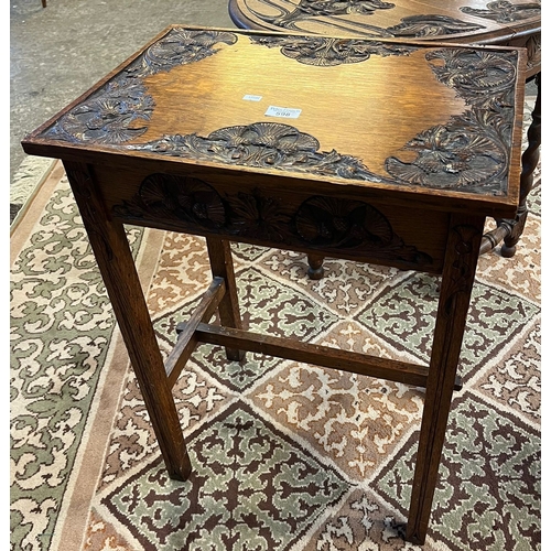 598 - Early 20th century ornately carved oak barley twist gate-leg table, together with another ornately c... 