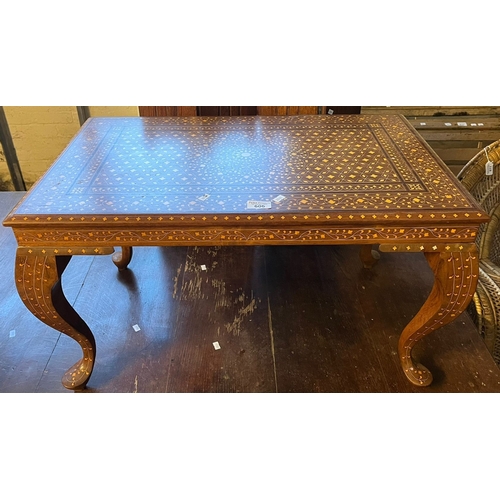 606 - 20th century Indian Moorish floral, foliate and geometric design coffee table. (B.P. 21% + VAT)