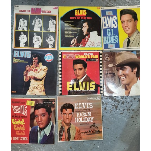 367 - Large collection of Elvis Presley vinyl LP records, a number set in glazed frames to include: 'Elvis... 