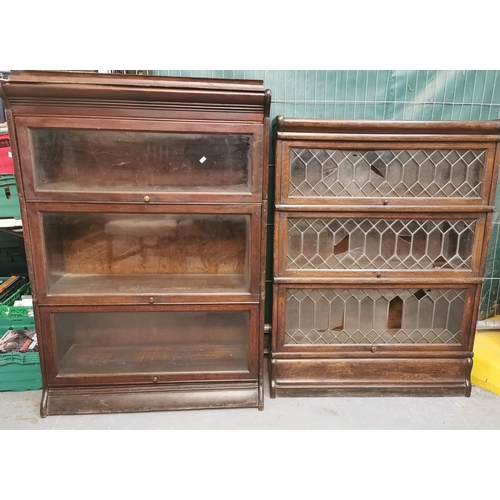 611 - Early 20th century mahogany Wernicke style three sectional bookcase together with another Wernicke s... 