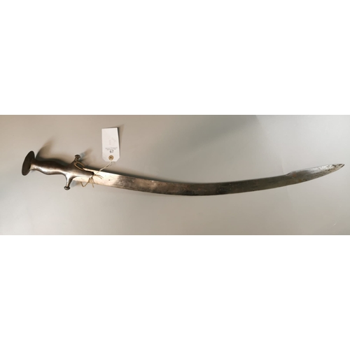 67 - Indian steel bladed Tulwar ceremonial sword with steel hilt. 86cm long overall. (B.P. 21% + VAT). NO... 