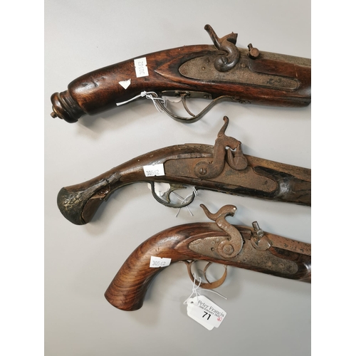 71 - Group of three probably Indian made percussion pistols in poor condition, together with a Spanish st... 