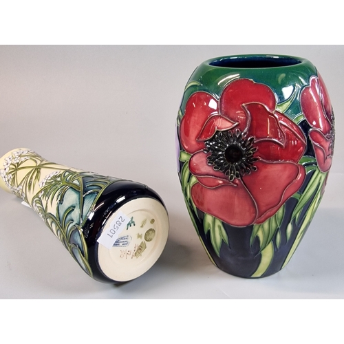 8 - Two modern Moorcroft Pottery tube-lined items to include: 'Anemone Tribute' vase, 14cm high approx, ... 