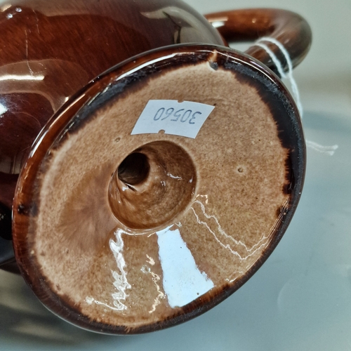 9 - Two unusual novelty ceramic teapots, one brown glazed, the other on a white ground, both with raised... 