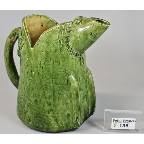 136 - Late 19th/early 20th century Ewenny Pottery zoomorphic jug in the form of a Pig, probably by Jones o... 