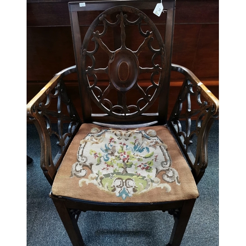 33 - 18th century mahogany Chinese Chippendale style armchair, together with a George III Gainsborough ty... 