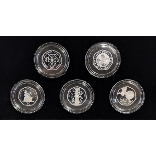 447 - The Royal Mint British Culture set, Celebrating 50 years of the 50p 2019 UK 50p silver proof Piedfor... 