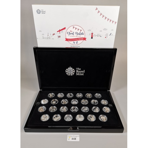 448 - The Royal Mint, , The Great British Coin Hunt, quintessentially A-Z 26 piece case. In original box w... 