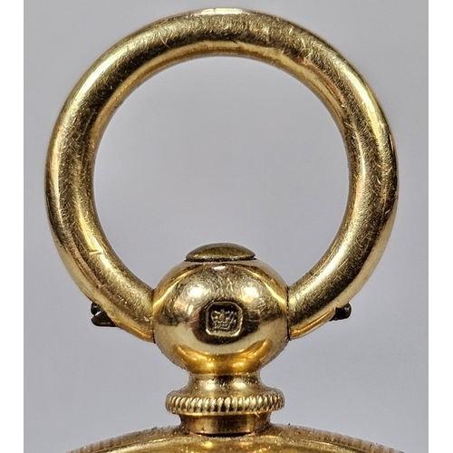 454 - 18ct gold 19th century open faced keyless lever pocket watch, the movement marked Thomas Russel & So... 