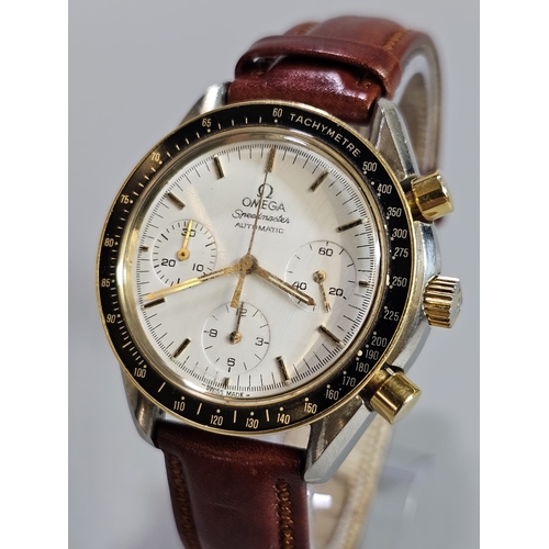 461 - Omega Speedmaster Bimetal automatic Chronograph wristwatch, with white multi-function face having th... 