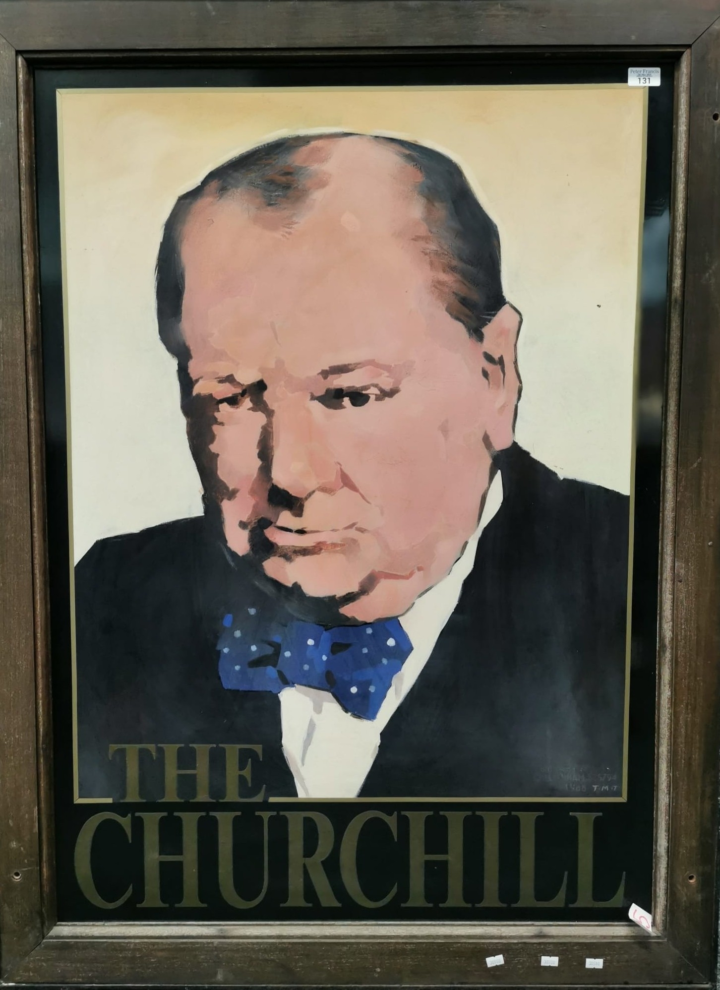 Framed double sided hanging portrait sign 'The Churchill'. The image ...