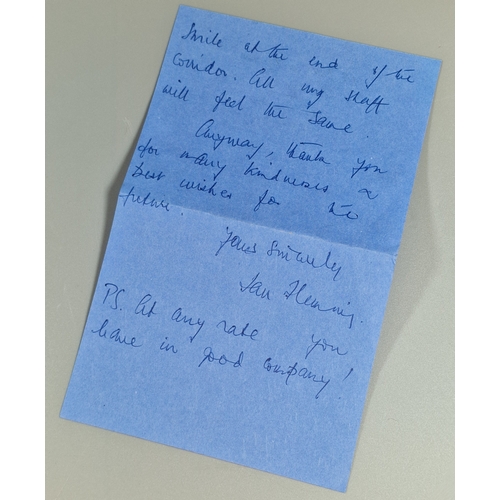298 - Ian Fleming, ( British author, 1908-1964, creator of James Bond) a personal letter of apology to a M... 