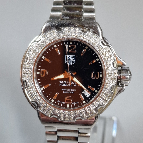 Tag Heuer ladies' Formula One Professional 200 Meters diamond set ...