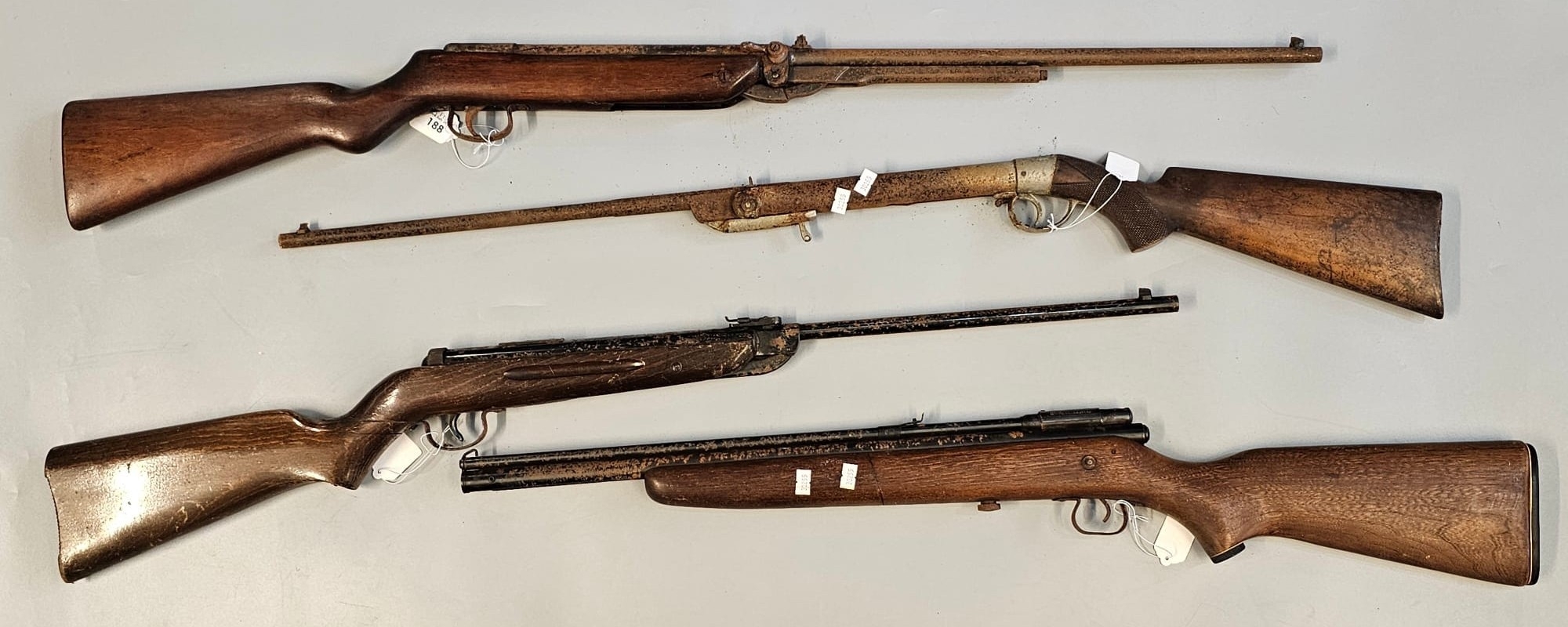 A group of assorted vintage air rifles in relic or near relic condition ...